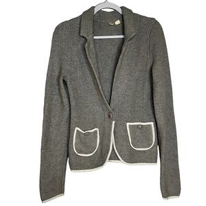 Anthropologie Gray Blazer with Cream Trim